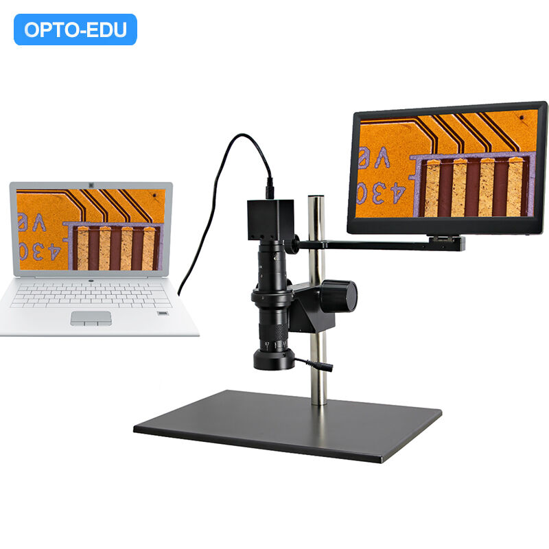 OPTO-EDU 11.6" LCD Monocular Zoom Video Stereo Microscope 0.7x-5.0x